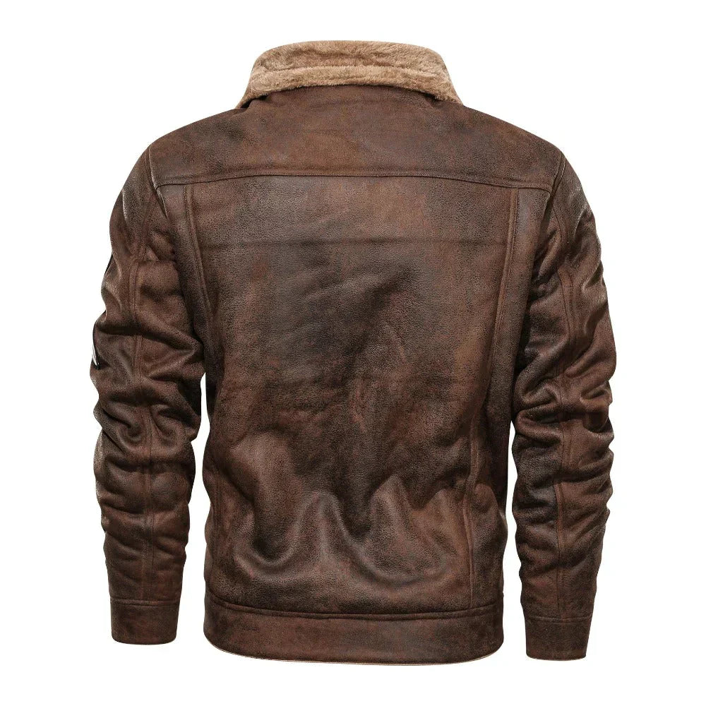Fleece-lined leather jacket