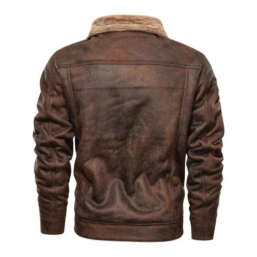 Fleece-lined leather jacket