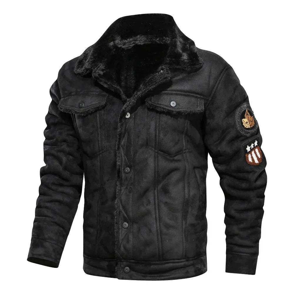 Fleece-lined leather jacket
