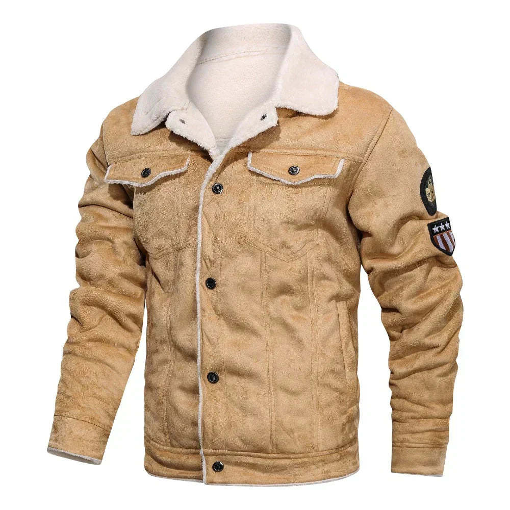Fleece-lined leather jacket