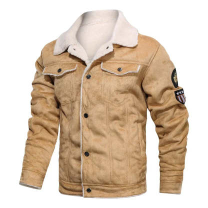 Fleece-lined leather jacket