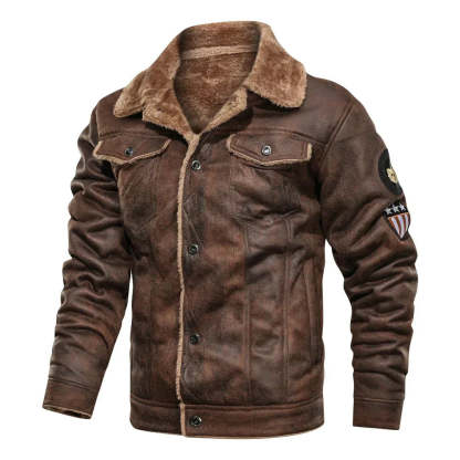 Fleece-lined leather jacket