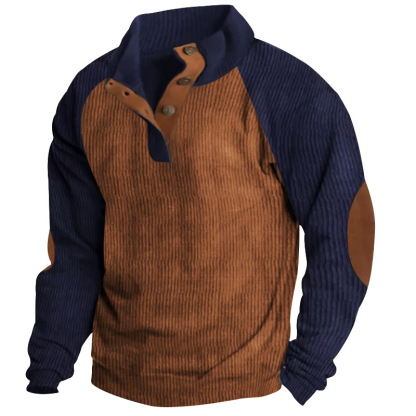 Gentleman's Outdoor Raglan Sleeves Casual Stand Collar Sweatshirt