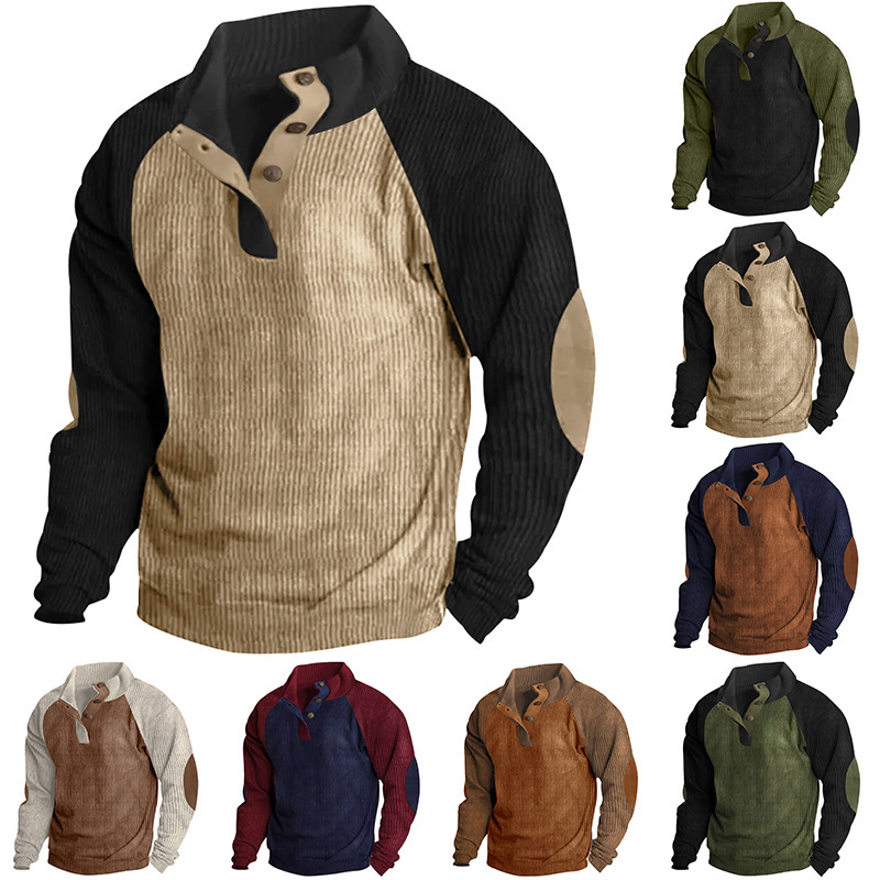 Gentleman's Outdoor Raglan Sleeves Casual Stand Collar Sweatshirt