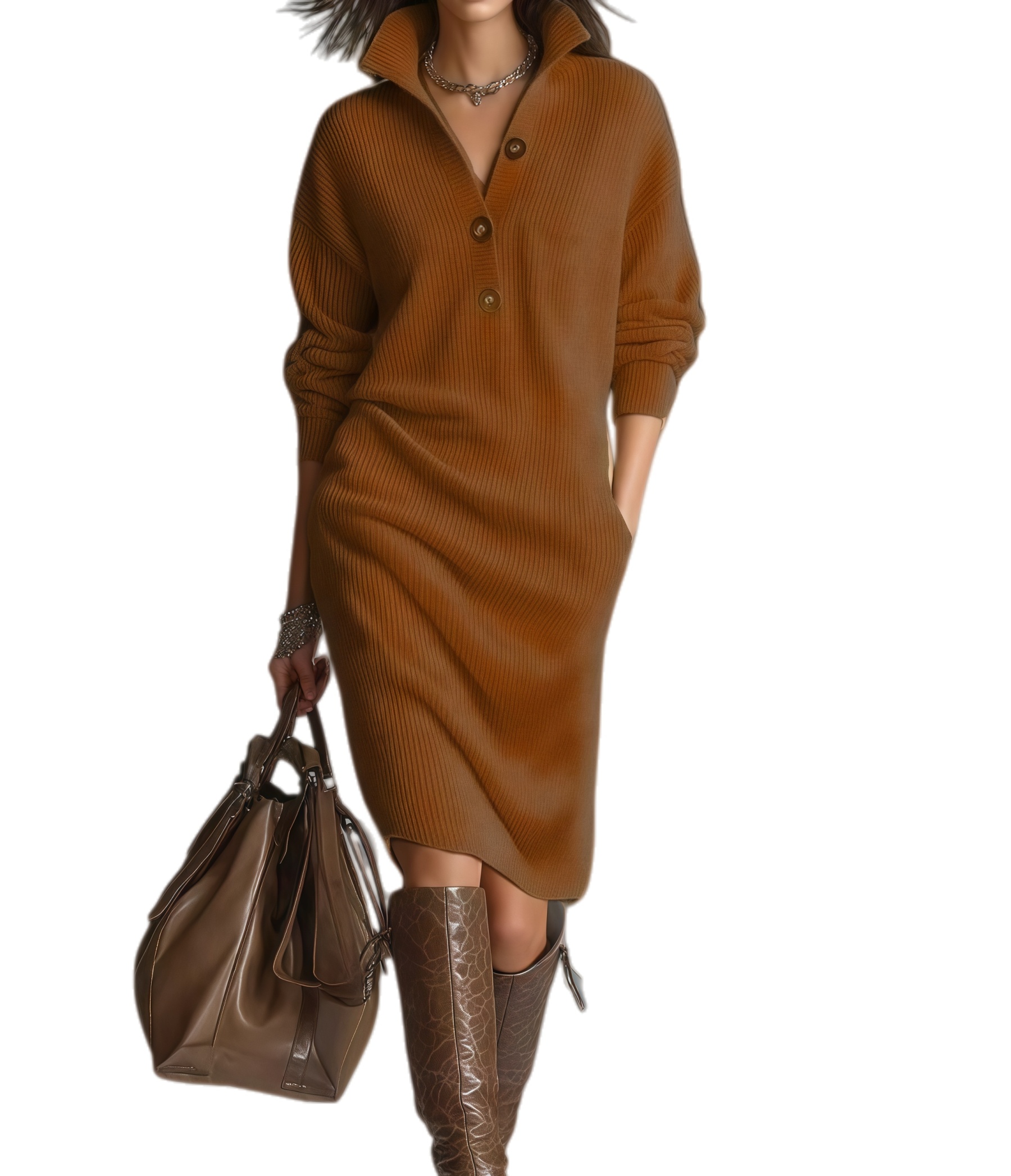 🎁Clearance Sale🔥 Mid-length sweater dress (Buy more, save more)