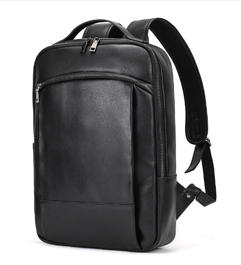 Black Leather Laptop Backpack