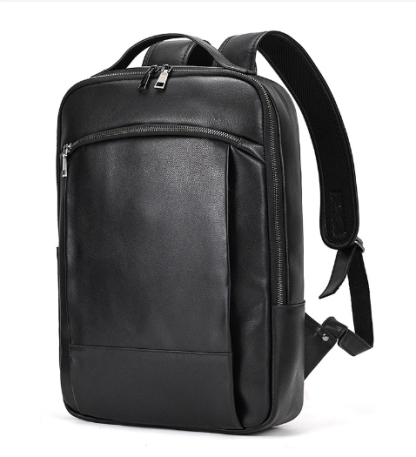 Black Leather Laptop Backpack