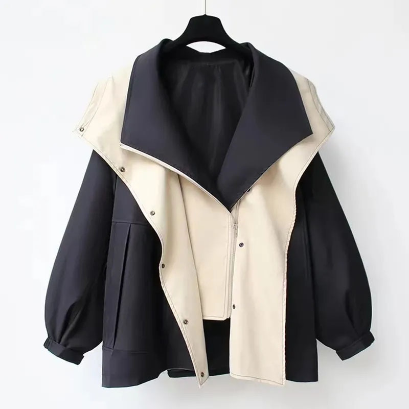 Oversized Jacket with Contrast Trim