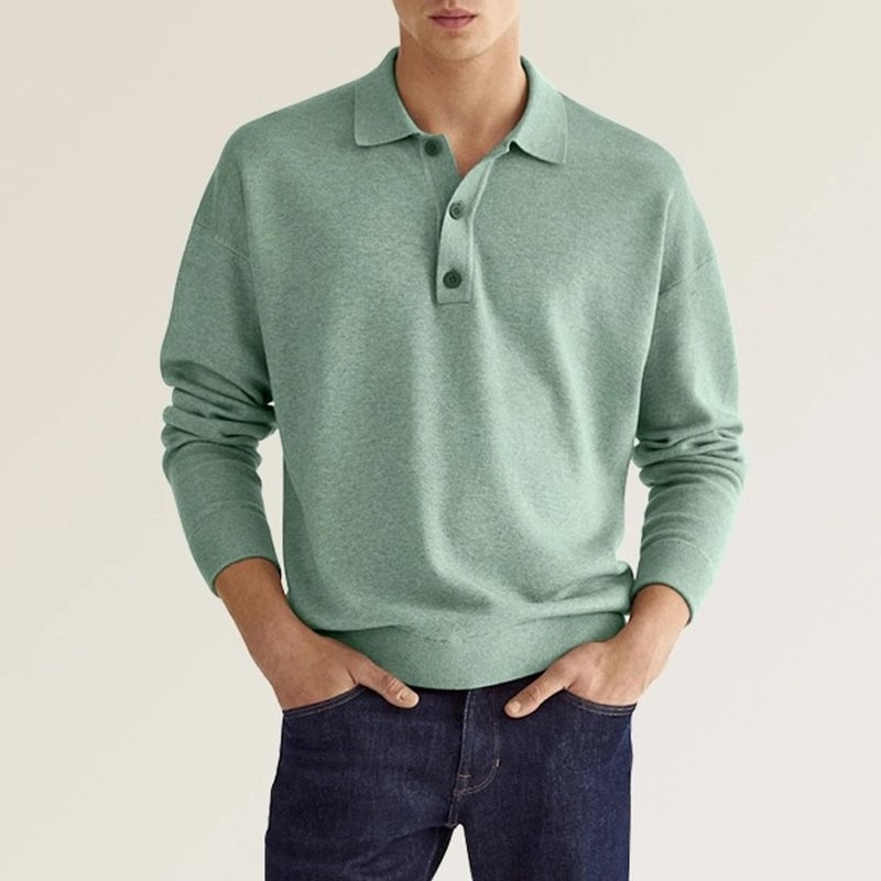 🔥Men's Casual Loose Lapel Long Sleeve Polo Shirt