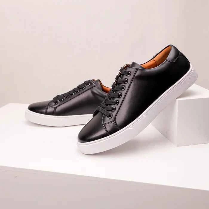 Men’s Genuine Leather Court‑Style Low‑Top Everyday Casual Sneakers