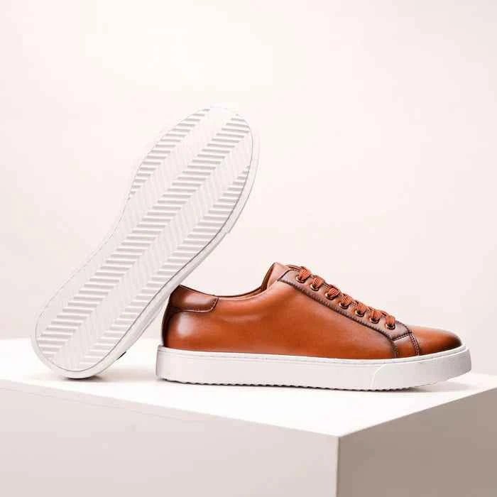 Men’s Genuine Leather Court‑Style Low‑Top Everyday Casual Sneakers