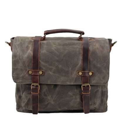 Canvas and Leather Messenger Bag