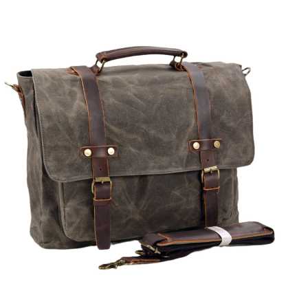Canvas and Leather Messenger Bag