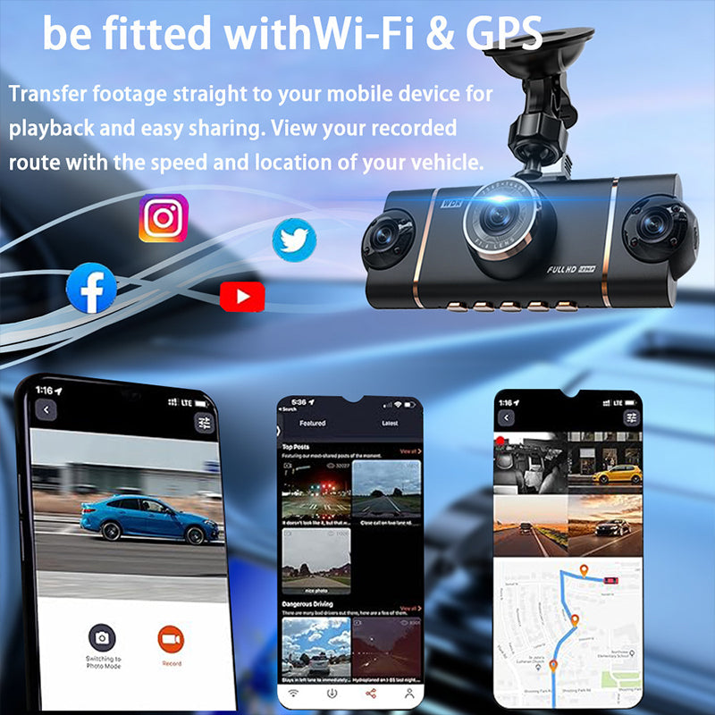 WiFi and GPS integrated in the 4 channel dashcam