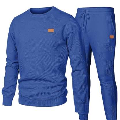 🎁LAST DAY 49% OFF🎁Men's  2 Piece Sweatsuits Outfits Casual Crewneck Jacquard Sweatshirt Joggers Sweatpants Set