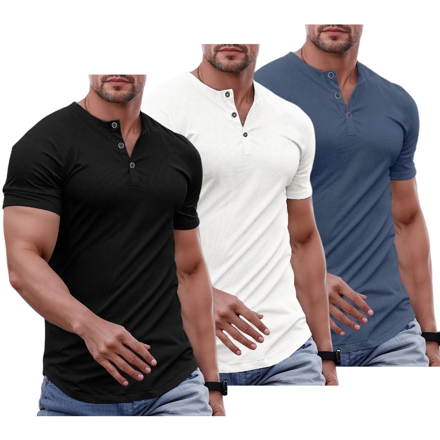Ember Court™ Men's Slim Fit Henley Shirt - Gym & Casual Wear
