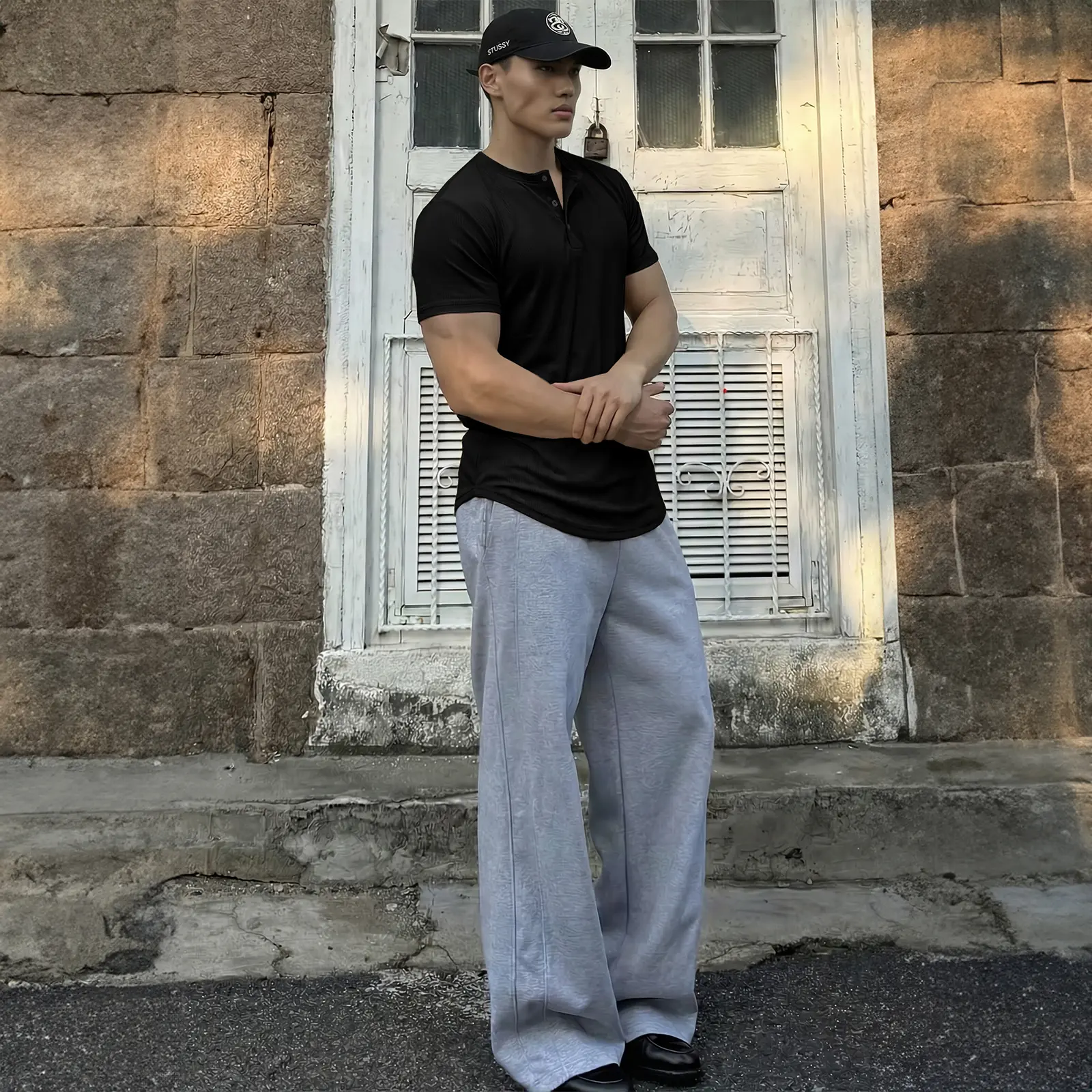 Ember Court™ Men's Slim Fit Henley Shirt - Gym & Casual Wear