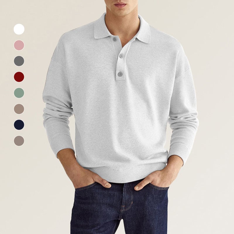 🔥Men's Casual Loose Lapel Long Sleeve Polo Shirt
