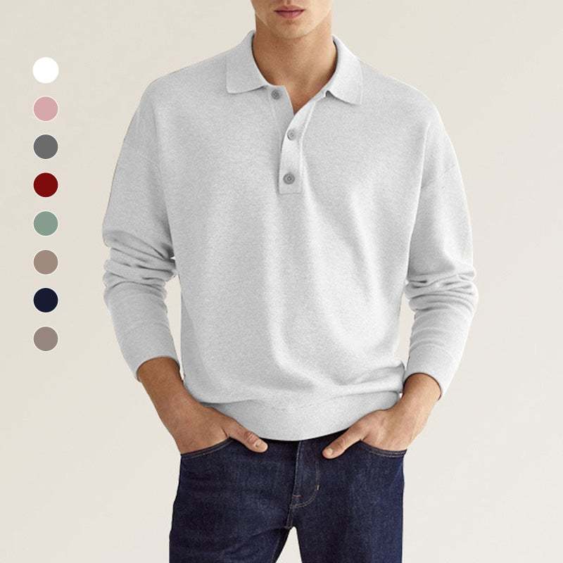 🔥Men's Casual Loose Lapel Long Sleeve Polo Shirt