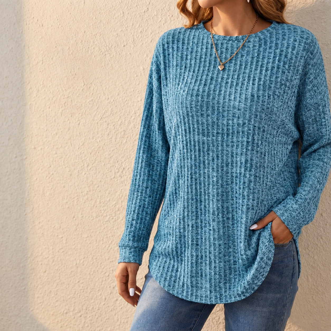 Waffle Knit Oversized Sweater
