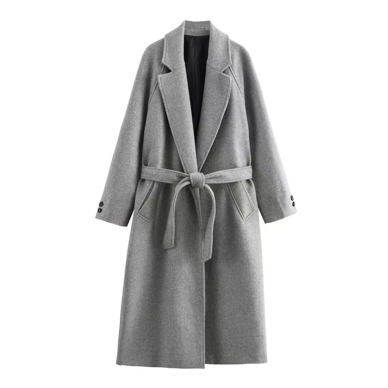 Elegant Stylish Belted Wool Coat