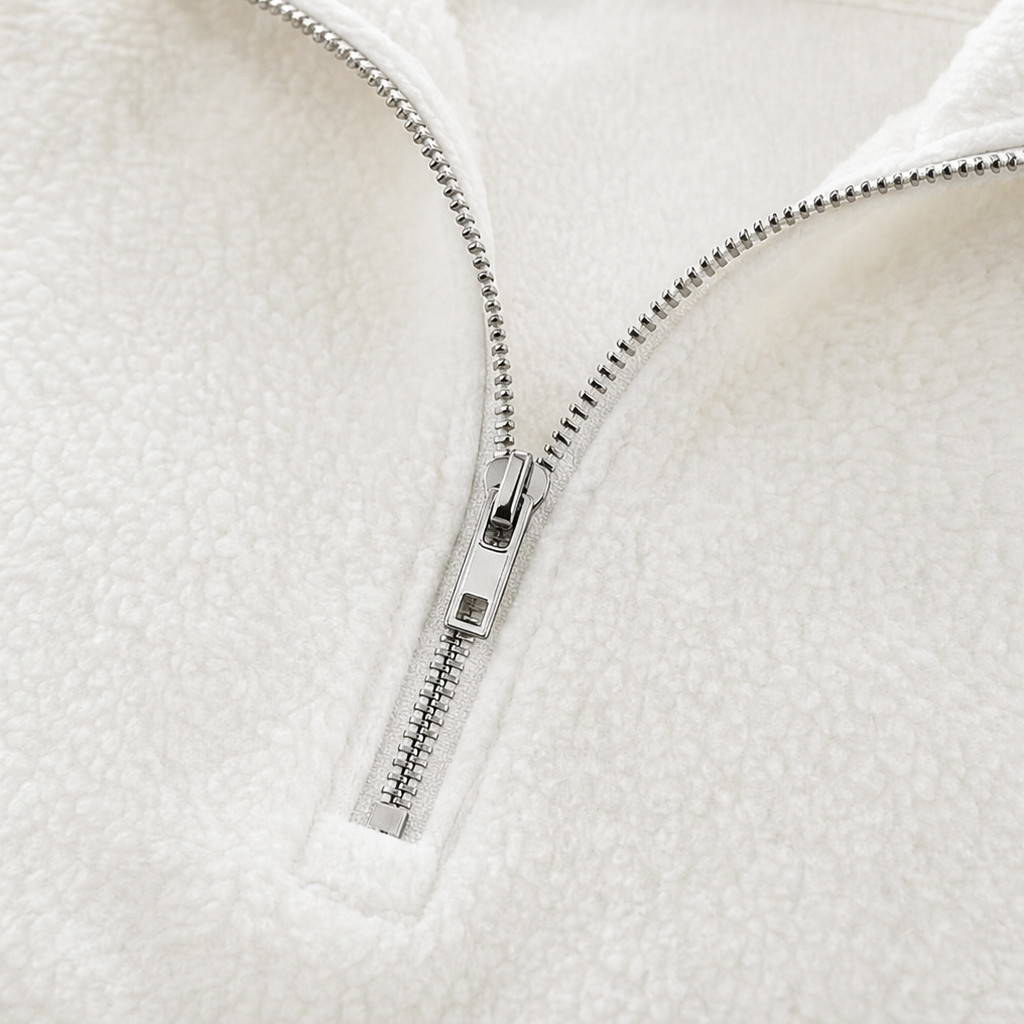 Warm Double-Brushed Fleece Drop-Shoulder Quarter-Zip Pullover