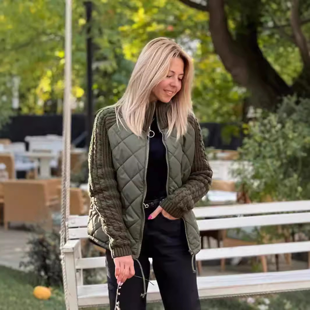 ⏰ LAST DAY 💥-2026 New Women's Knit Patchwork Puffy Jacket