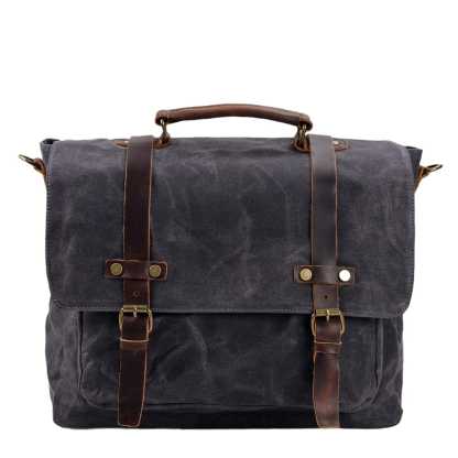 Canvas and Leather Messenger Bag