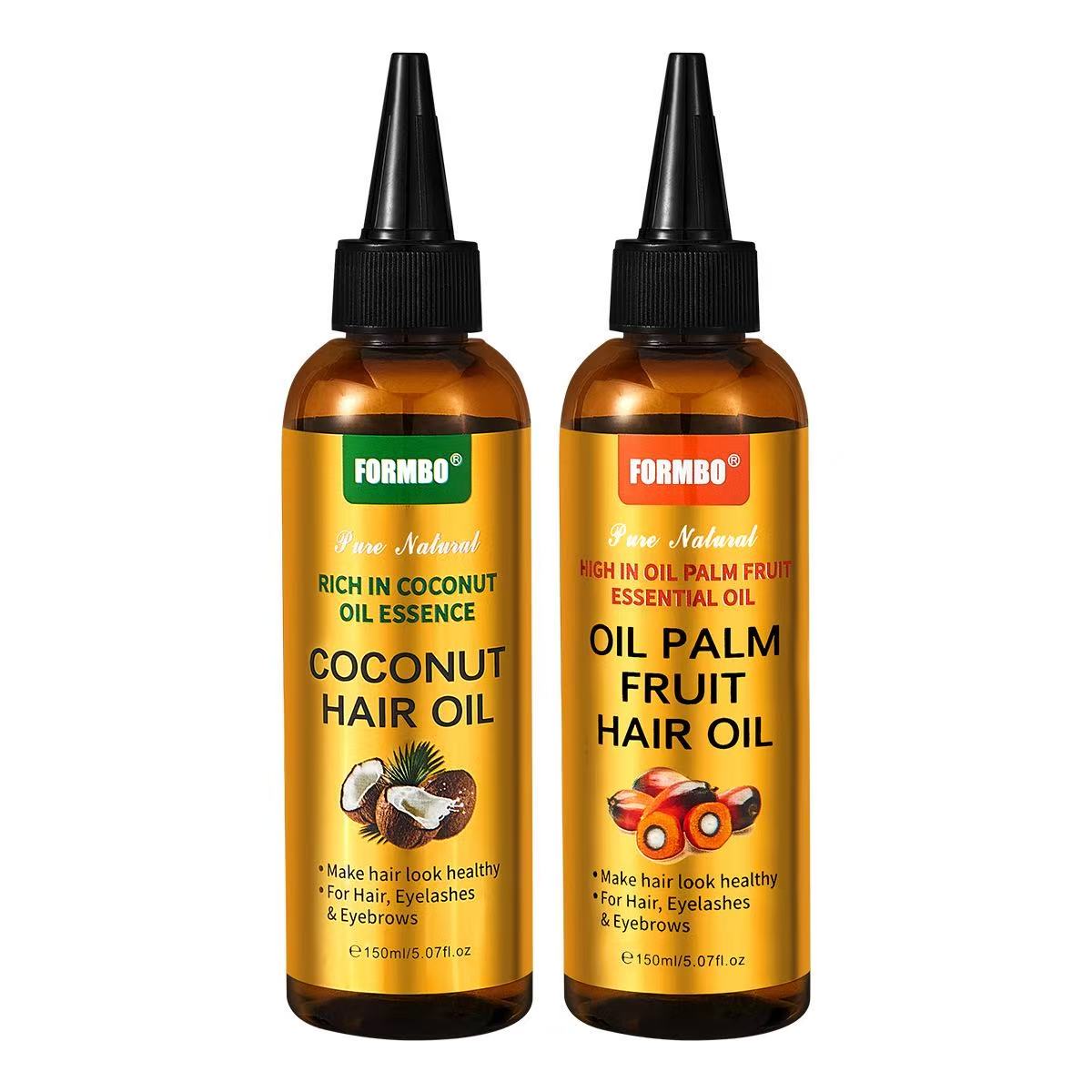Natural Coconut & Palm Fruit Hair Oil Set 150ml, Repair Dry Damaged Hair, Anti-Frizz Shine Hair Serum