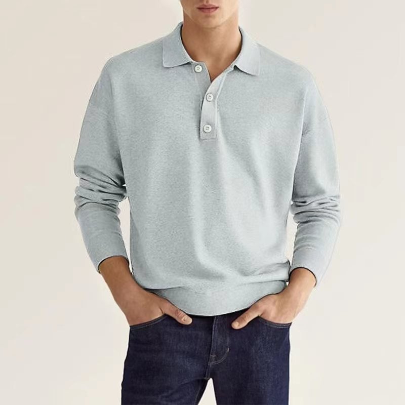 🔥Men's Casual Loose Lapel Long Sleeve Polo Shirt
