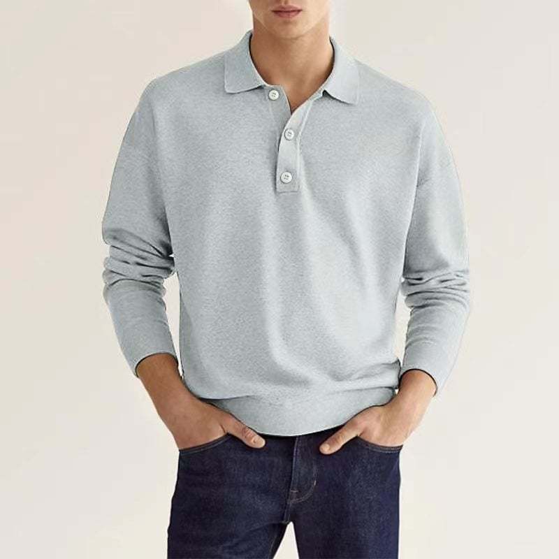 🔥Men's Casual Loose Lapel Long Sleeve Polo Shirt