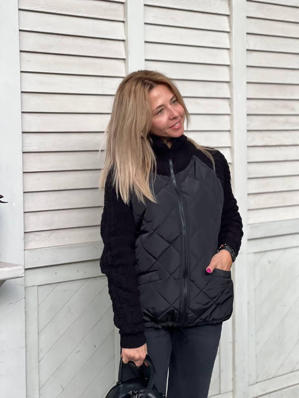 Silvia | Women's knitted patchwork jacket | Black Friday: 40% off!