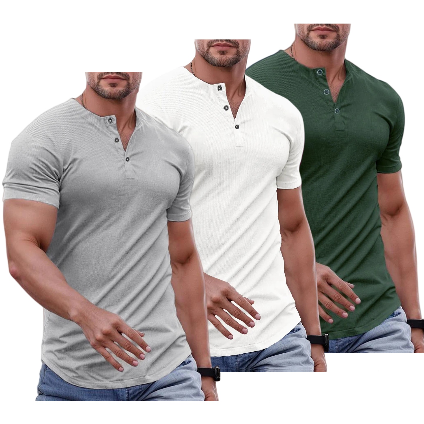 Ember Court™ Men's Slim Fit Henley Shirt - Gym & Casual Wear