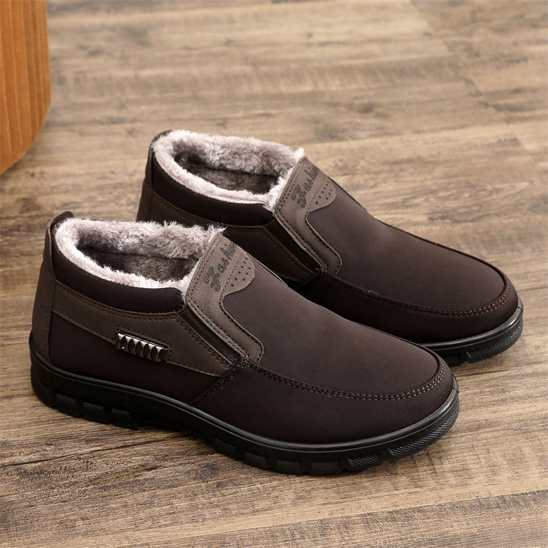 MEN'S COMFORTABLE SLIP-ON FLEECE WARM CASUAL COTTON SHOES