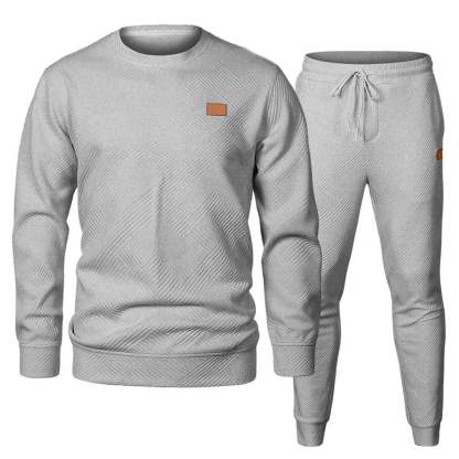 🎁LAST DAY 49% OFF🎁Men's  2 Piece Sweatsuits Outfits Casual Crewneck Jacquard Sweatshirt Joggers Sweatpants Set