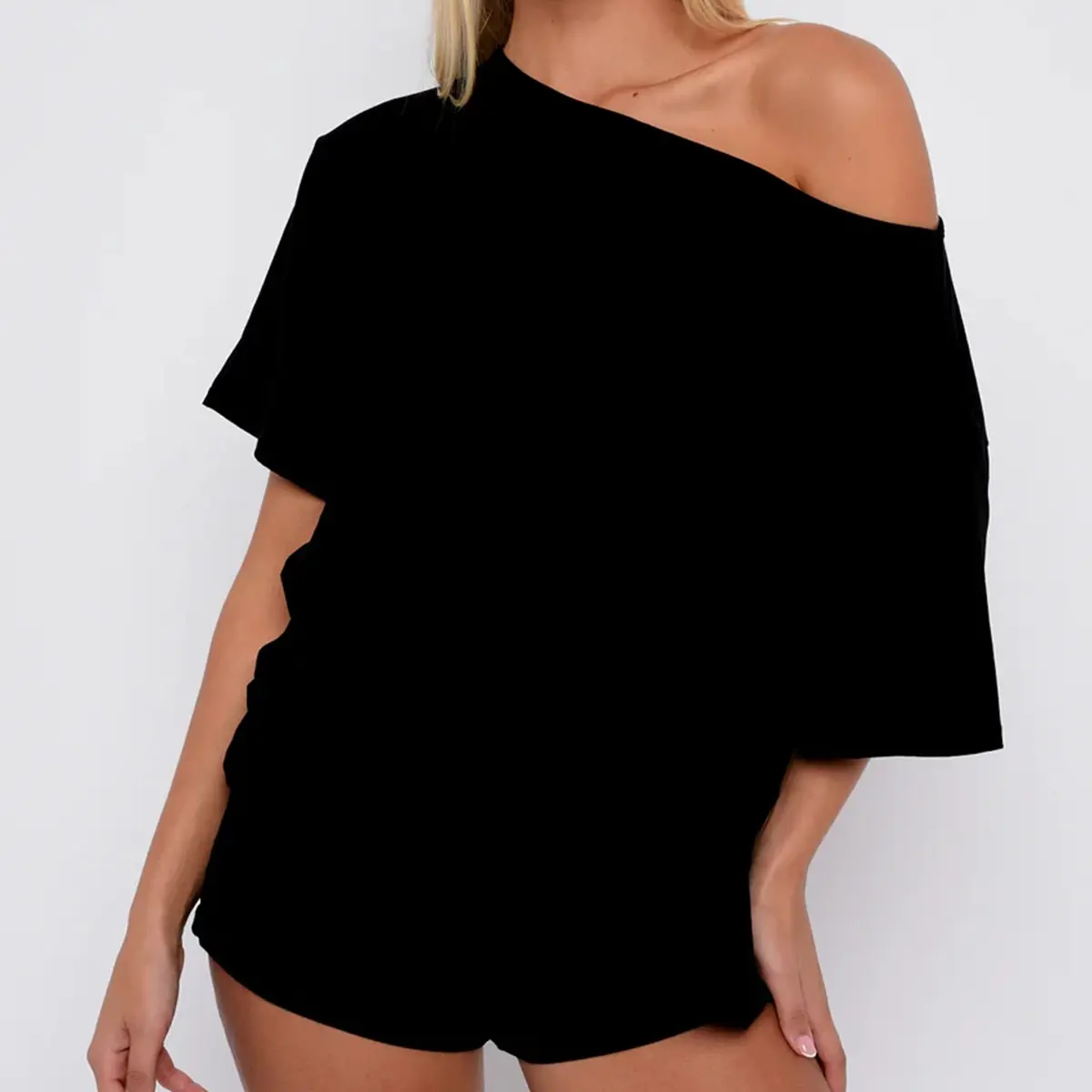 Women's Casual Two Piece Lounge Set Off Shoulder Top & Shorts