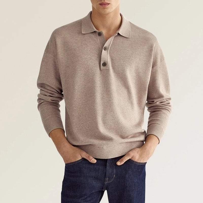 🔥Men's Casual Loose Lapel Long Sleeve Polo Shirt