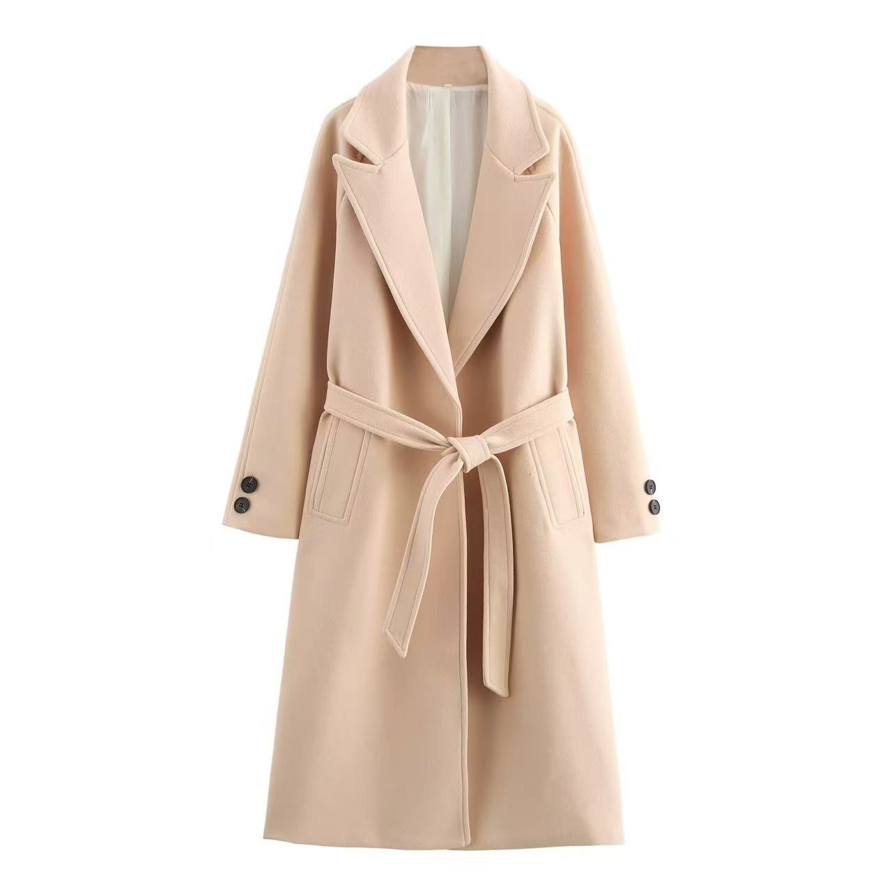 Elegant Stylish Belted Wool Coat