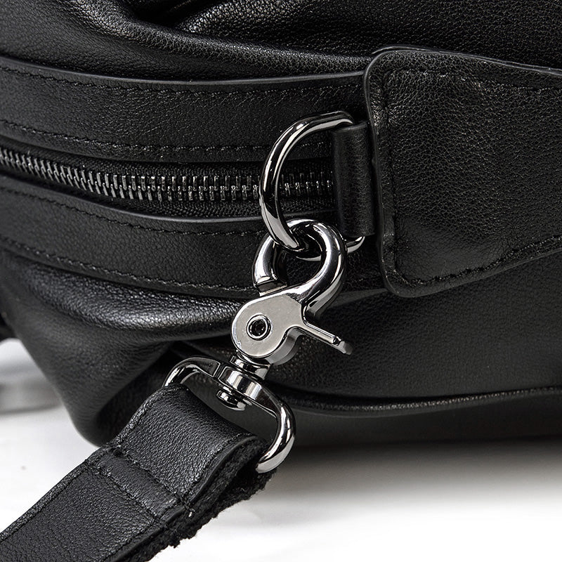 water resistant Black Leather Holdall