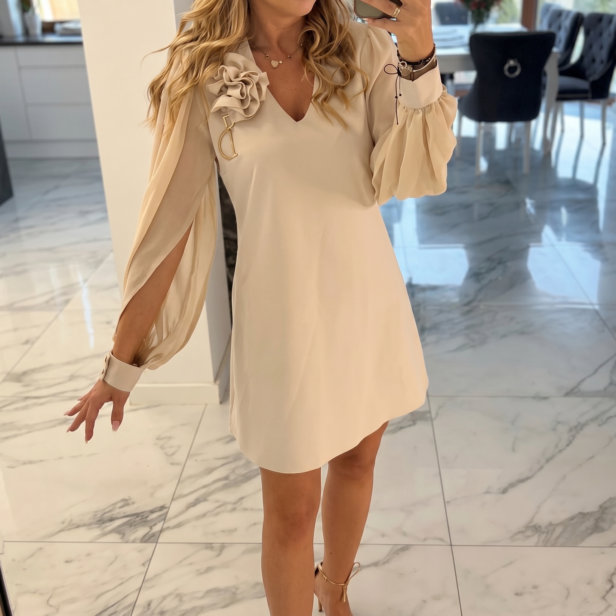 Women's Rosette Shoulder Mini Dress