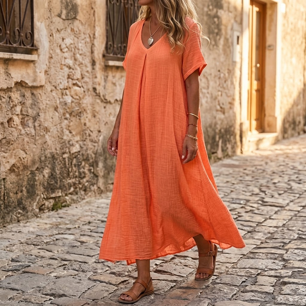 Women's breezy cotton linen summer dress