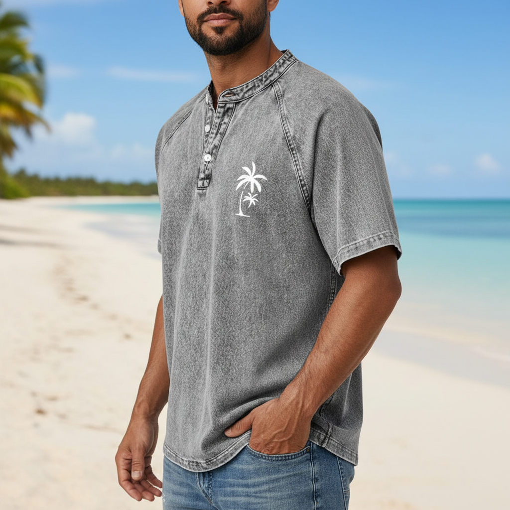 Vintage Washed Henley T-Shirt