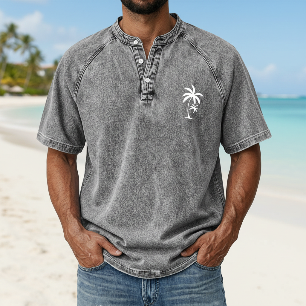 Vintage Washed Henley T-Shirt