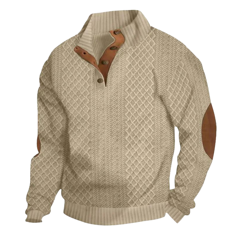 Men's Comfy Outdoor Casual Stand Button Long Sleeve Sweater