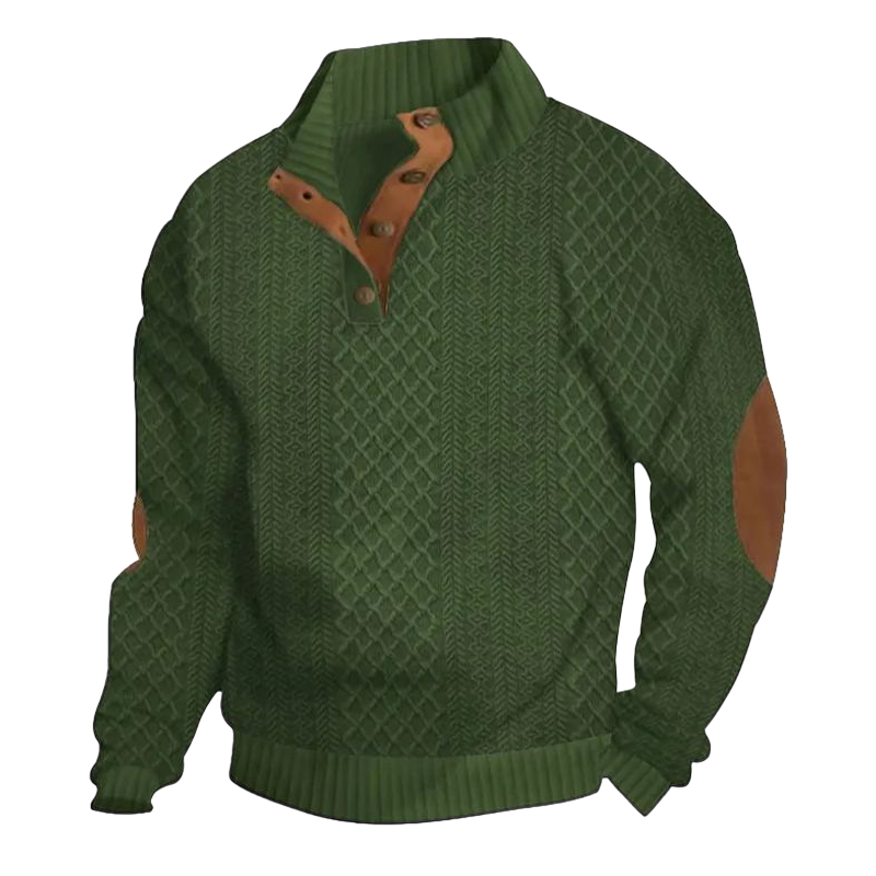 Men's Comfy Outdoor Casual Stand Button Long Sleeve Sweater