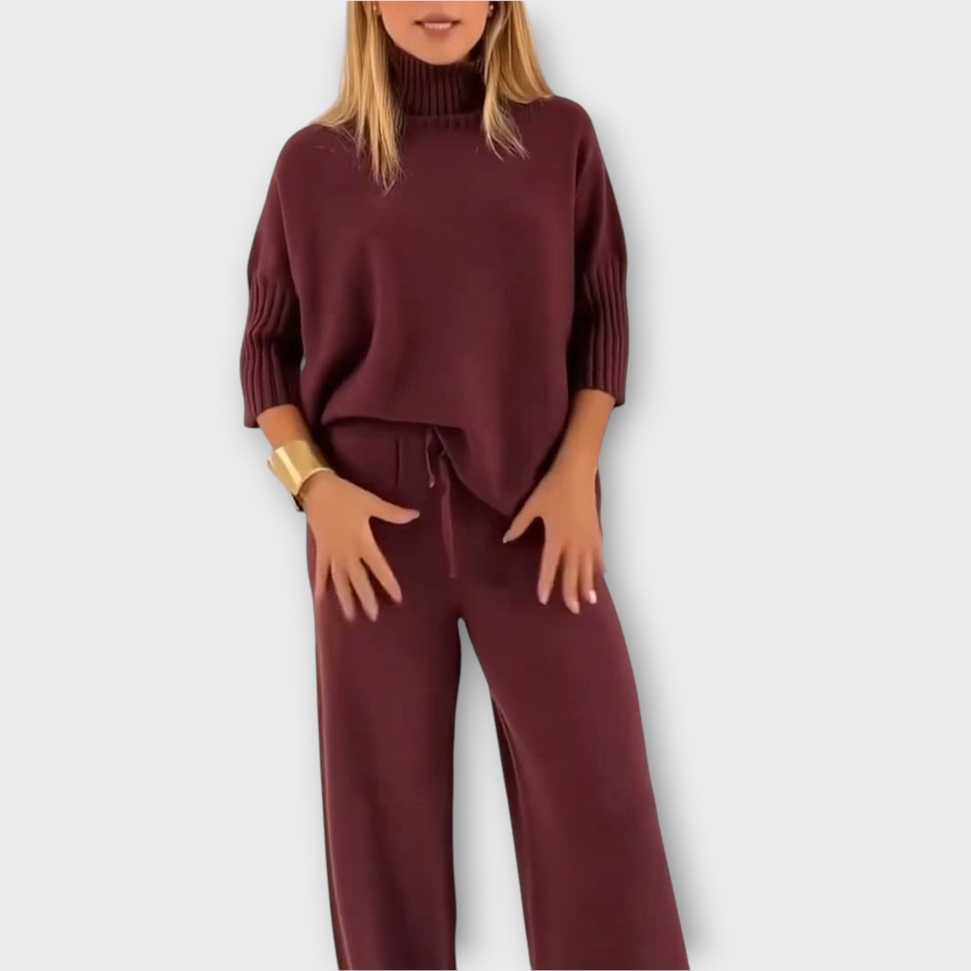 Cozy High-Neck Relaxed Knit Set