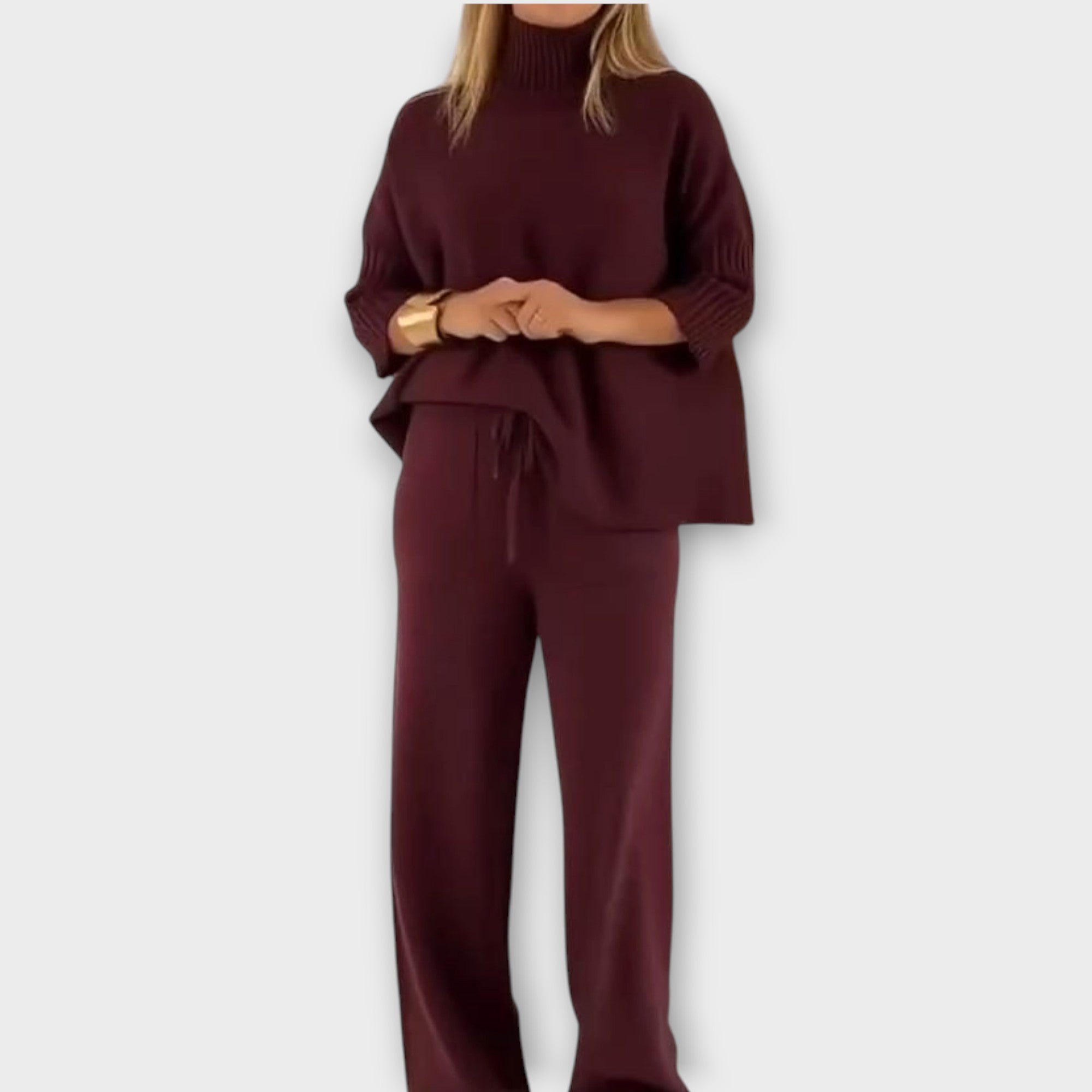 Cozy High-Neck Relaxed Knit Set