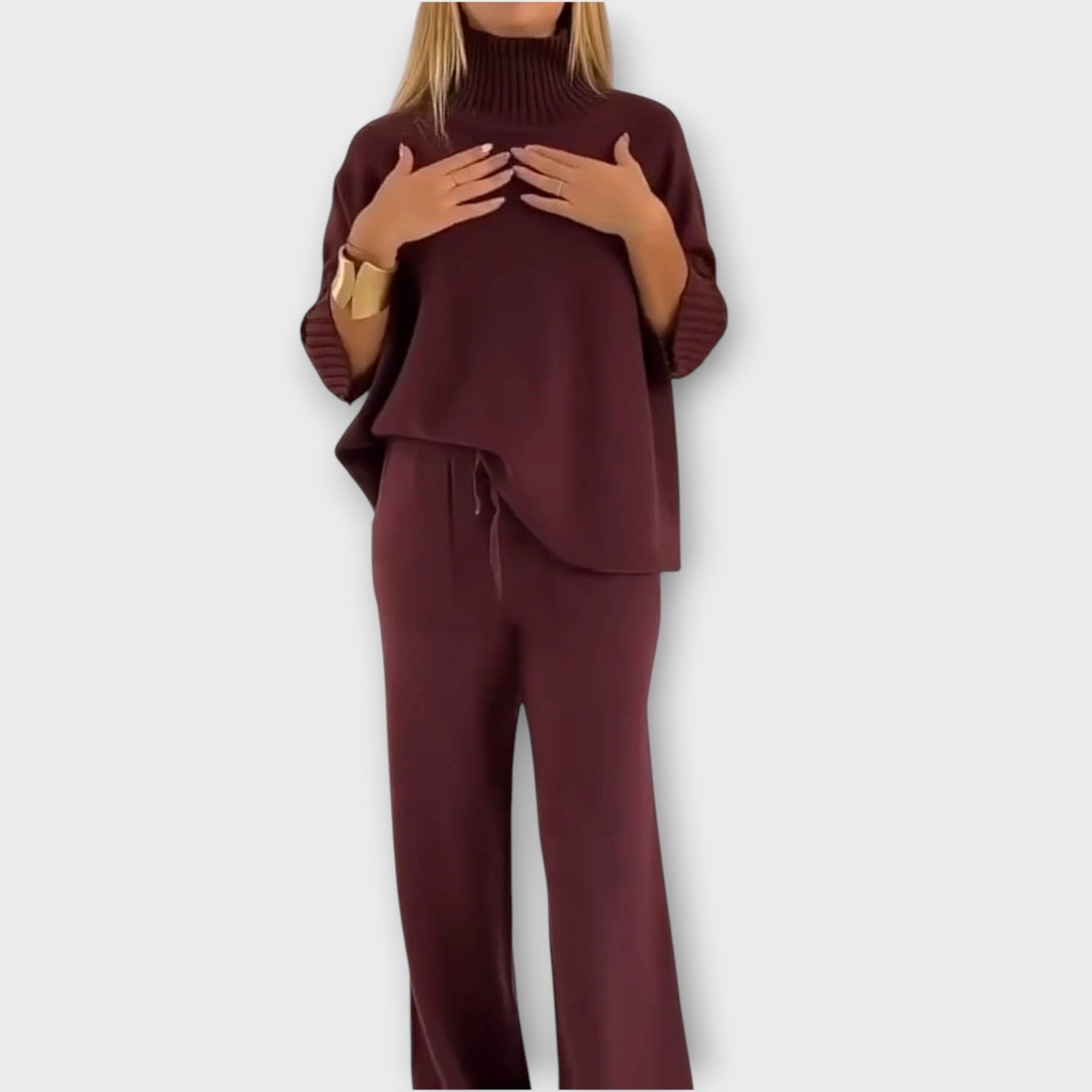 Cozy High-Neck Relaxed Knit Set