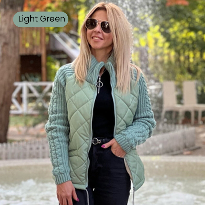 ⏰ LAST DAY 💥-2026 New Women's Knit Patchwork Puffy Jacket