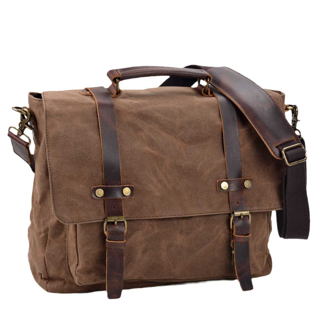 Canvas and Leather Messenger Bag